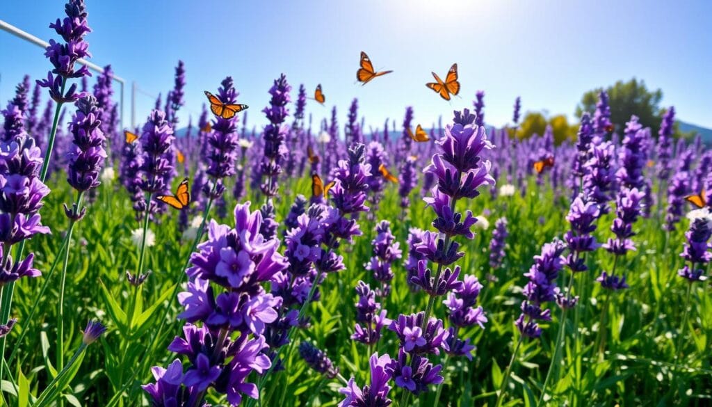 Lavande à papillon en fleurs