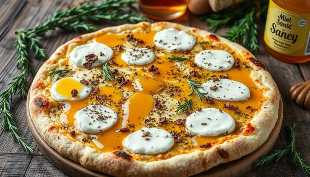 pizza chevre miel epices